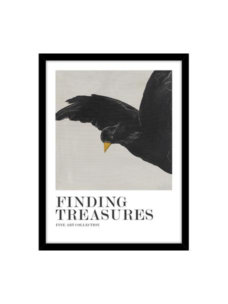 Ingelijste digitale print Finding Treasures, Lijst: eikenhout, Wit, zwart, lichtgrijs, B 30 x H 40 cm