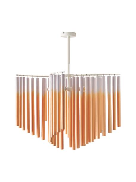 Grosse Design Pendelleuchte Coralie, Lampenschirm: 100 % Eschenholz, Rosa, Orange, Ø 12 x H 87 cm