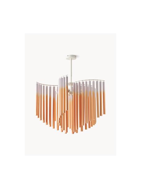 Grosse Design Pendelleuchte Coralie, Lampenschirm: 100 % Eschenholz, Orange, Lavendel, B 80 x H 87 cm