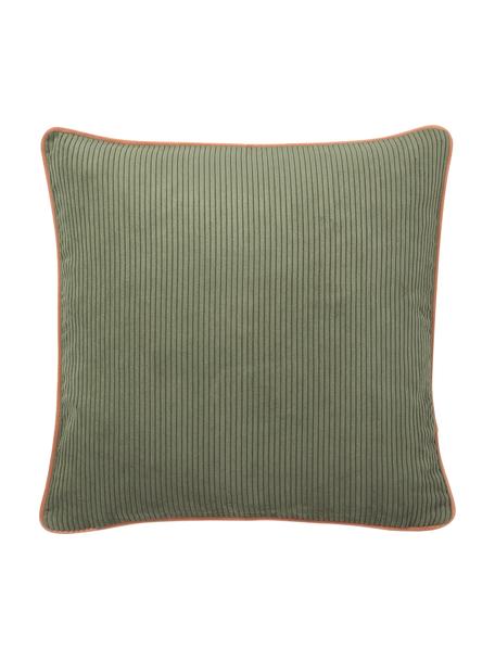 Housses de coussin 45x45 velours Carter, 2 pièces, 88 % polyester, 12 % nylon, Vert, orange, larg. 45 x long. 45 cm