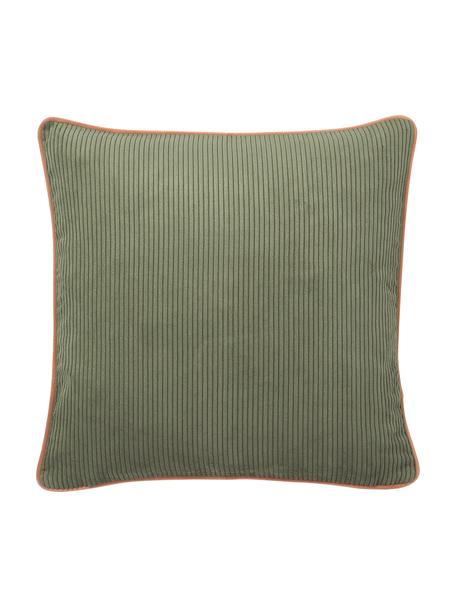 Tkané sametové povlaky na polštáře se strukturovaným povrchem Carter, 2 ks, 88% polyester, 12% nylon, Zelená, oranžová, Š 45 cm, D 45 cm