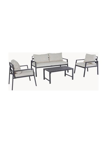 Set mobili da giardino Lorillard 4 pz, Tessuto grigio chiaro, antracite, Set in varie misure