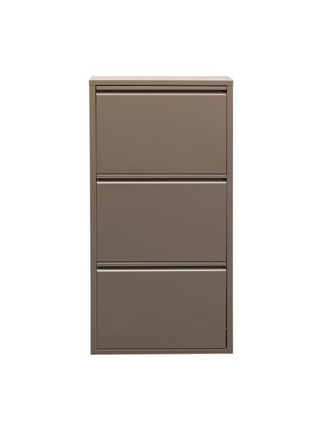 Wand-Schuhschrank Caruso mit Klappfächern, Stahl, pulverbeschichtet, Taupe, B 50 x H 103 cm