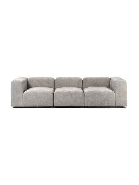 Modulares Sofa Lena (4-Sitzer) in Silbergrau, Bezug: Webstoff (88% Polyester, , Gestell: Kiefernholz, Schichtholz,, Webstoff Silbergrau, B 284 cm x T 106 cm