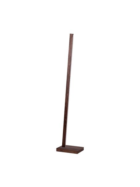 Lámpara de pie LED regulable de madera Linus, Pantalla: madera de haya, Marrón oscuro, An 20 x Al 150 cm