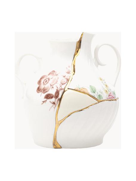 Váza z kostního porcelánu Fine Bone China Kintsugi, V 19 cm, Bílá lesklá, více barev, Š 18 cm, V 19 cm