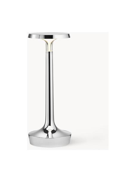 Kleine mobile LED-Tischlampe Bon Jour, dimmbar, Kunststoff, Silberfarben, Ø 11 x H 27 cm