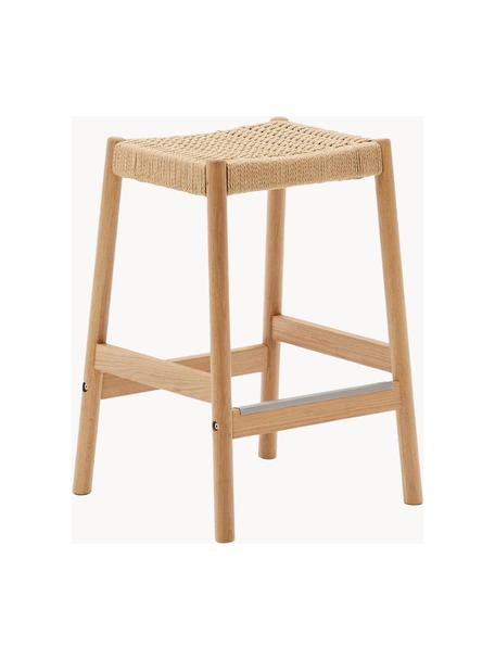 Eikenhouten zitkruk Yalia met gevlochten zitvlak, Zitvlak: papieren touw, Frame: gelakt eikenhout Dit prod, Beige, licht eikenhout, Ø 45 x H 66 cm