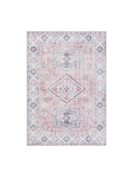Chodnik w stylu vintage Gratia, 100% poliester, Brudny różowy, szary, S 160 x D 230 cm (Rozmiar M)