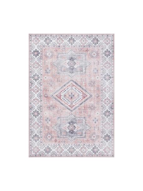 Loper Gratia in vintage stijl, 100% polyester, Roze- en grijstinten, B 160 x L 230 cm (maat M)
