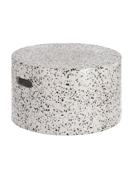 Garten-Couchtisch Janell aus Terrazzo in Weiß, Zementfaser, Weiß, Schwarz, Ø 52 cm, H 30 cm