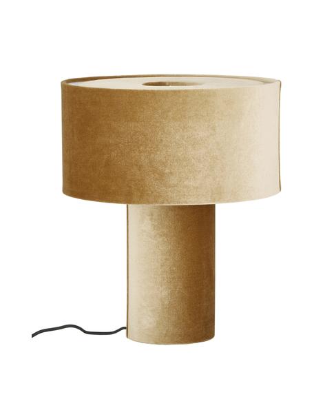 Lampa stołowa z aksamitu Ron, Musztardowy aksamit, Ø 30 x 35 cm
