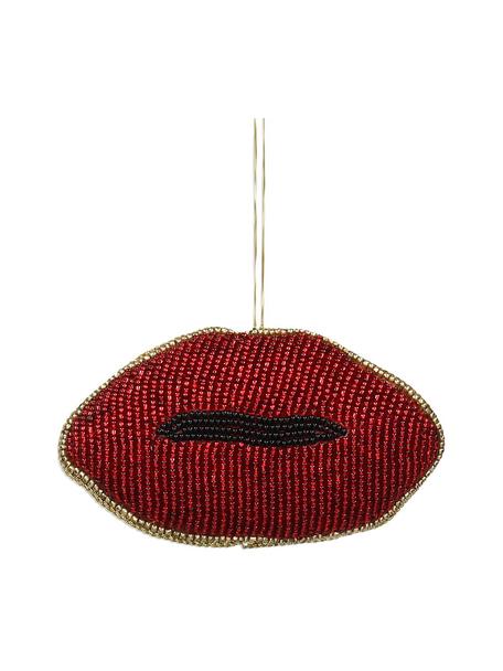 Adornos navideños Lips, 2 uds., Cuentas de vidrio, Rojo, negro, dorado, An 11 x Al 6 cm
