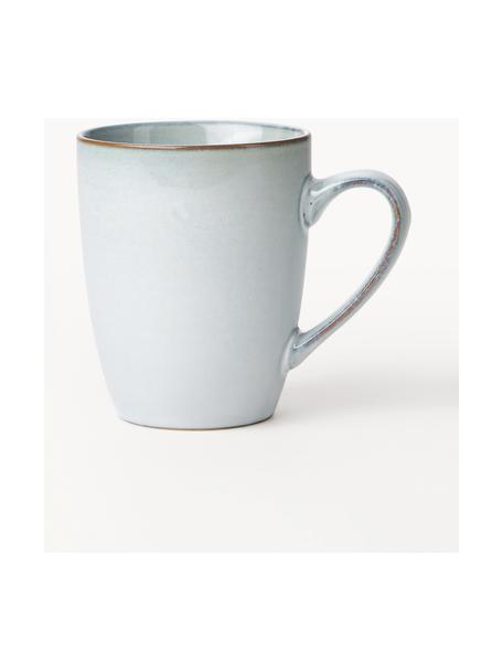 Tasses artisanales en grès Thalia, 2 élém., Grès cérame, Bleu ciel avec bordure foncée, Ø 9 x haut. 11 cm, 300 ml