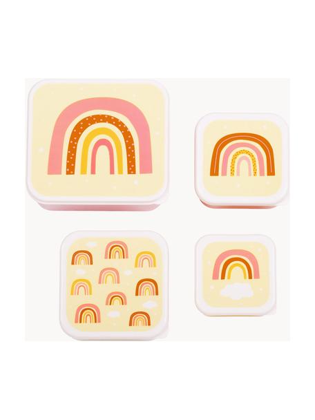 Kinder-Lunchboxen Rainbows, 4er-Set, Kunststoff, Hellgelb, Hellrosa, Mehrfarbig, Set mit verschiedenen Größen