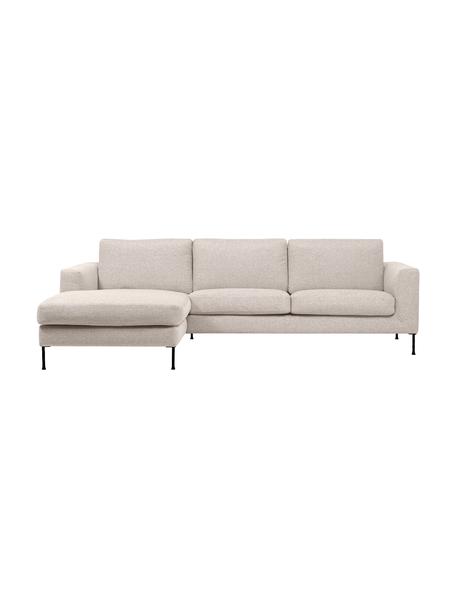 Sofa narożna z metalowymi nogami Cucita (3-osobowa), Tapicerka: tkanina (100% poliester) , Stelaż: lite drewno sosnowe z cer, Nogi: metal lakierowany, Beżowa tkanina, S 262 x G 163 cm, lewostronna