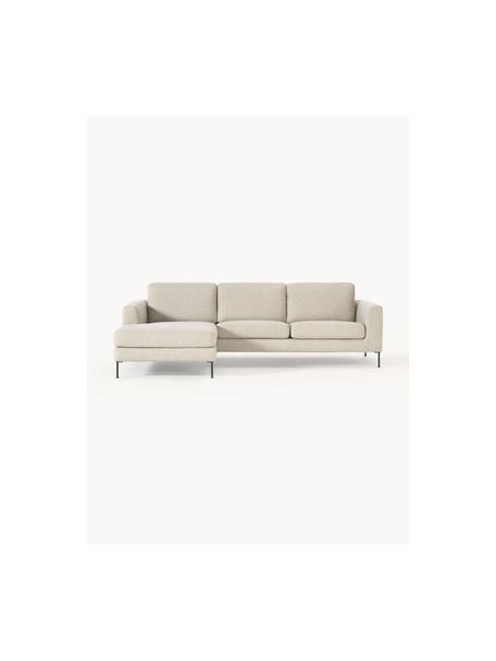 Canapé d'angle 3 places Cucita, Tissu beige clair, larg. 262 x prof. 163 cm, méridienne à gauche