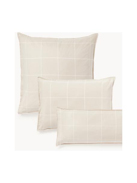 Funda de almohada doble cara de franela a cuadros Noelle, Beige claro, blanco, An 50 x L 70 cm