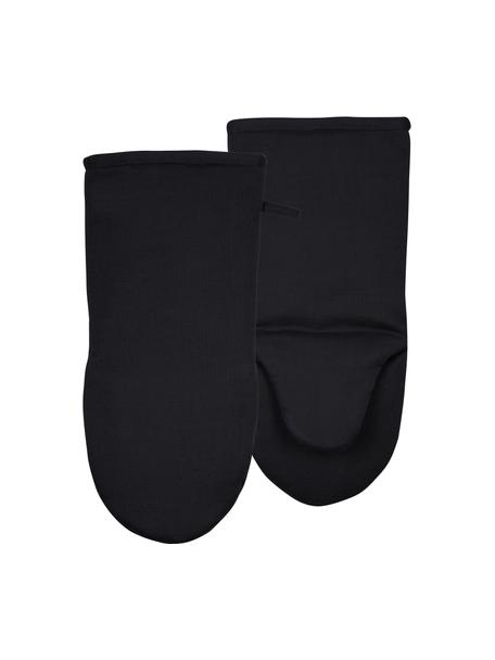 Gants de cuisine noir Soft Kitchen, 2 élém., 100 % coton, Noir, larg. 19 x long. 36 cm
