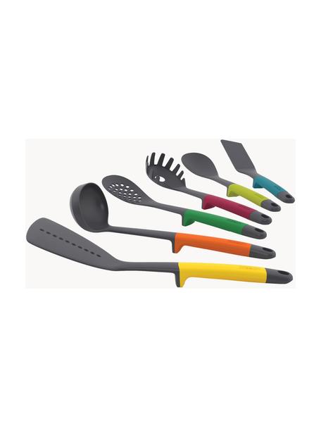 Set 6 utensili da cucina con supporto Protected, Nylon indurito, silicone, Antracite, multicolore, Set in varie misure