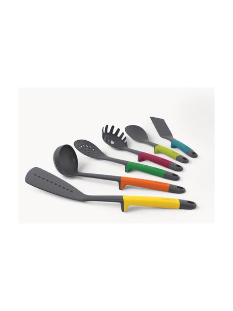 Set 6 utensili da cucina con supporto Protected, Nylon indurito, silicone, Antracite, multicolore, Set in varie misure