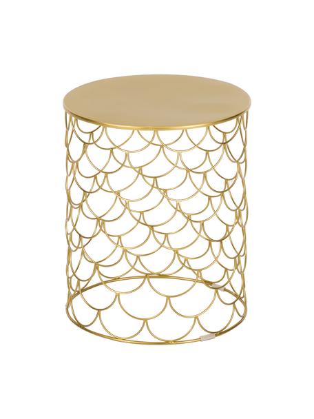Metalen bijzettafel River, Gecoat metaal, Licht glanzend goudkleurig, Ø 41 x H 50 cm