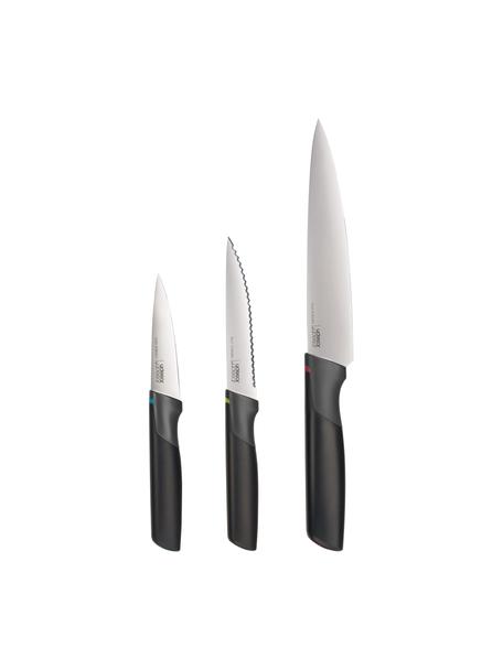 Couteaux Elevate, lot de 3, Acier inoxydable, Noir, couleur argentée, Lot de différentes tailles