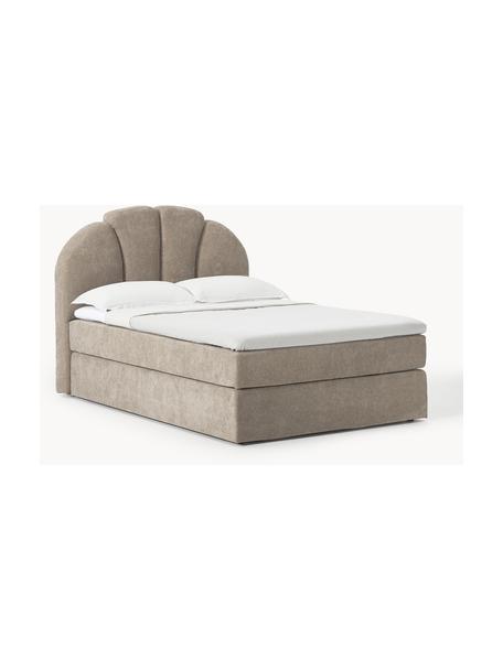 Boxspringbed Romia, Bekleding: 100% polyester Met 100.00, Matras: 7-zone pocketveren kern, Geweven stof greige, B 140 x L 200 cm, hardheidsgraad H3