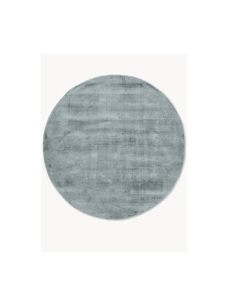 Ručně tkaný kulatý viskózový koberec Jane, Šedomodrá, Ø 115 cm (velikost S)