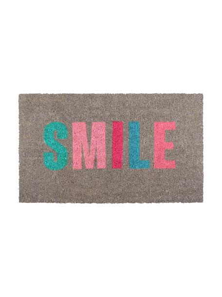 Felpudo Smile, Parte superior: fibra de coco, Reverso: vinilo, Gris, multicolor, An 45 x L 75 cm
