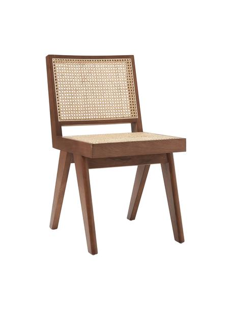 Silla de madera con tejido vienés Sissi, Estructura: madera de roble maciza, Ratán, madera de roble oscura, An 46 x F 56 cm