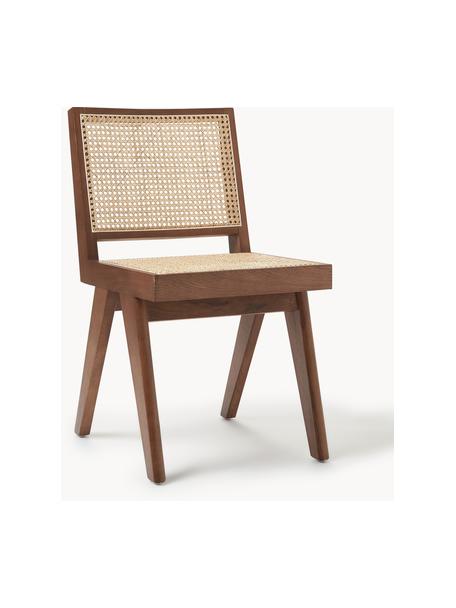 Krzesło z drewna z plecionką wiedeńską Sissi, Stelaż: lite drewno dębowe, Ciemne drewno dębowe, jasny beżowy, S 46 x G 56 cm