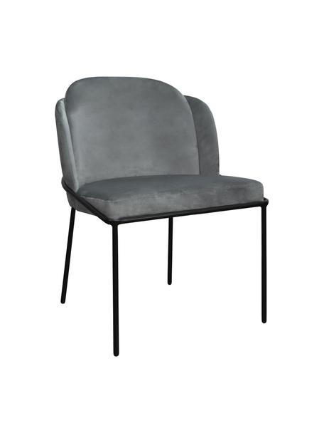 Krzesło tapicerowane z aksamitu Polly, Tapicerka: aksamit (100% poliester), Nogi: metal, Szary aksamit, S 57 x G 55 cm
