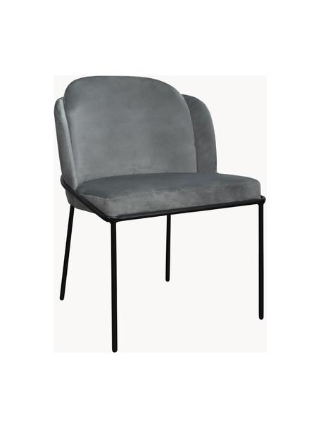 Stolička so zamatovým čalúnením Polly, Zamatová sivá, nohy čierna, Š 57 x H 55 cm