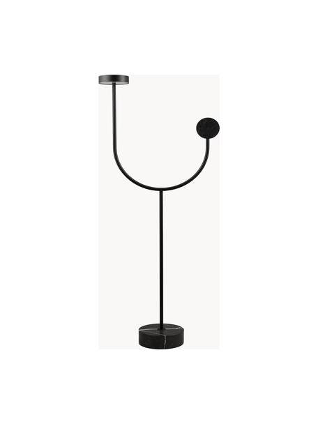 Petit lampadaire LED en marbre Grasil, Noir, marbré, haut. 128 cm