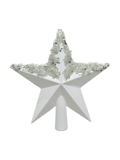 Breukvaste kerstboom piek ster Ø 19 cm, Kunststof, Zilverkleurig, wit, B 19 x H 20 cm