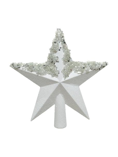 Cimier sapin Abella haut. 20 cm, Plastique, Couleur argentée, blanc, larg. 19 x haut. 20 cm