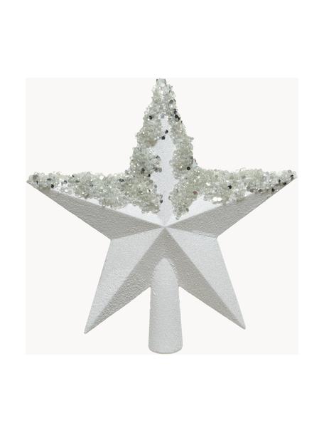 Cimier sapin Abella haut. 20 cm, Plastique, Couleur argentée, blanc, larg. 19 x haut. 20 cm