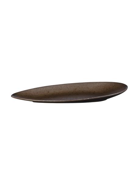 Ovale Servierplatten Cuba aus Steingut, 2 Stück, Steingut, Braun, L 40 x B 29 cm