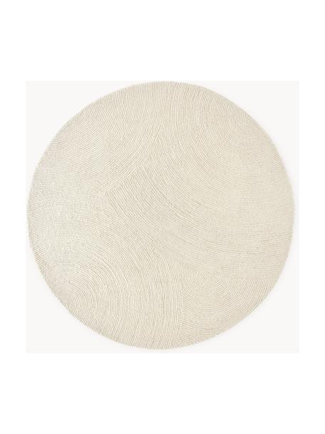 Kulatý ručně všívaný koberec s nízkým vlasem vyrobený z recyklovaných materiálů Eleni, Tlumeně bílá, Ø 200 cm (velikost L)