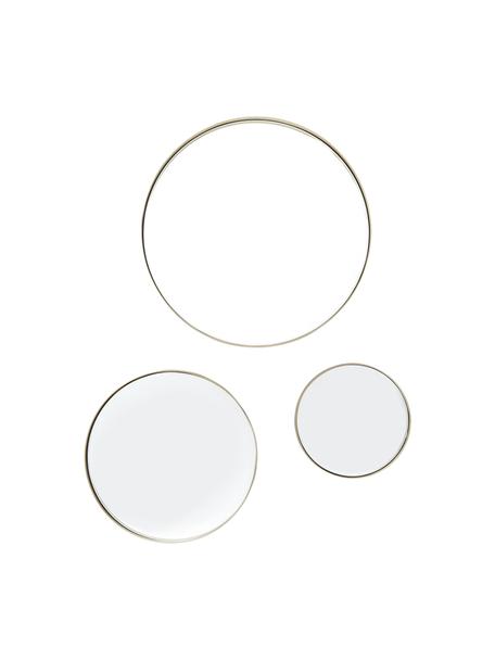 Súprava n okrúhlych nástenných zrkadiel s kovovým rámom Ivy, 3 diely, Mosadzné odtiene, Súprava s rôznymi veľkosťami
