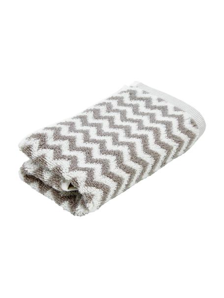 Handdoek Liv met zigzag patroon, 2 stuks, 100% katoen, middelzware kwaliteit, 550 g/m², Taupe & crèmewit, patroon, Gastendoekje, B 30 x L 50 cm, 2 stuks