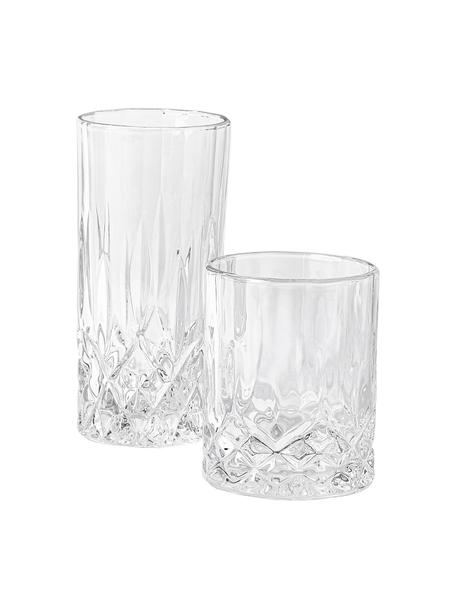 Gläser-Set George mit Kristallrelief, 8-tlg., Glas, Transparent, Set mit verschiedenen Grössen