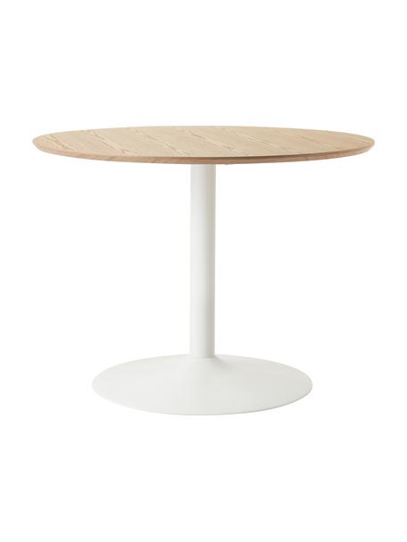 Table ronde avec placage en frêne Menorca, Ø 100 cm, Brun clair, blanc, Ø 100 x haut. 75 cm