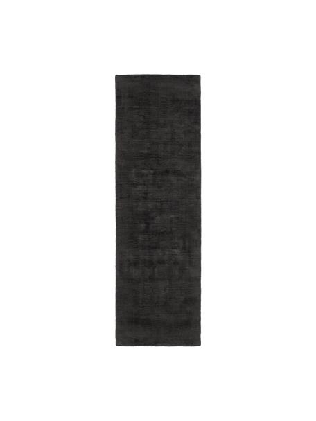 Ręcznie tkany chodnik z wiskozy Jane, Antracytowy, S 80 x D 300 cm