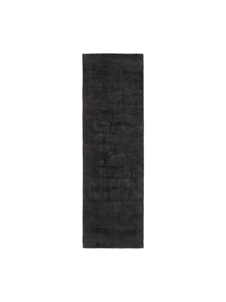 Ručne tkaný behúň z viskózy Jane, Antracitová, Š 80 x D 300 cm