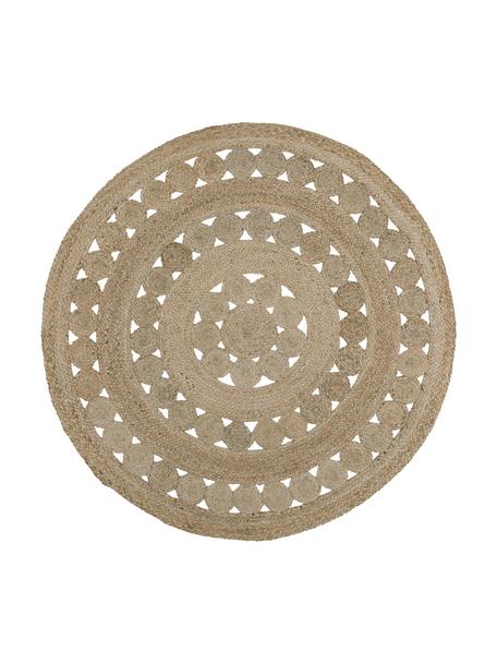 Ručně vyrobený kulatý koberec z juty Shyam, 100% juta, Hnědá, Ø 150 cm (velikost M)