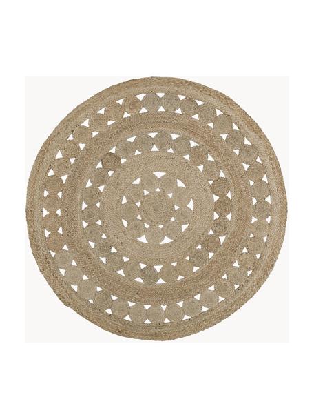 Ručně vyrobený kulatý koberec z juty Shyam, 100 % juta, Hnědá, Ø 150 cm (velikost M)