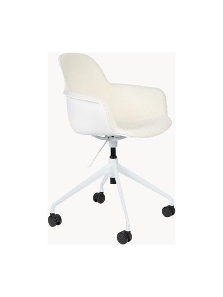 Silla de escritorio en tejido bouclé Albert, regulable en altura, Tapizado: 100% poliéster Alta resis, Estructura: aluminio pulido, Asiento: 100% polipropileno, Blanco, negro, An 59 x Al 52 cm