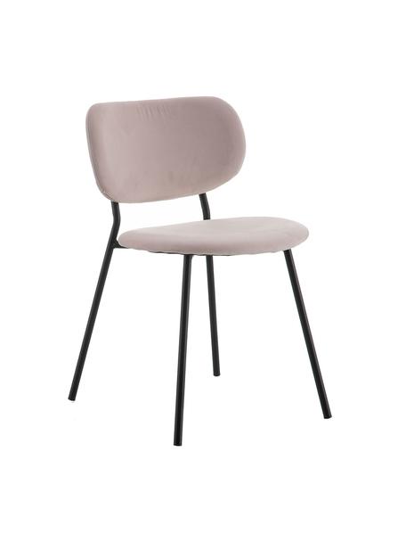 Krzesło tapicerowane z aksamitu Elyse, Tapicerka: 100% aksamit poliestrowy,, Nogi: metal, Brudny różowy, czarny, S 49 x G 46 cm